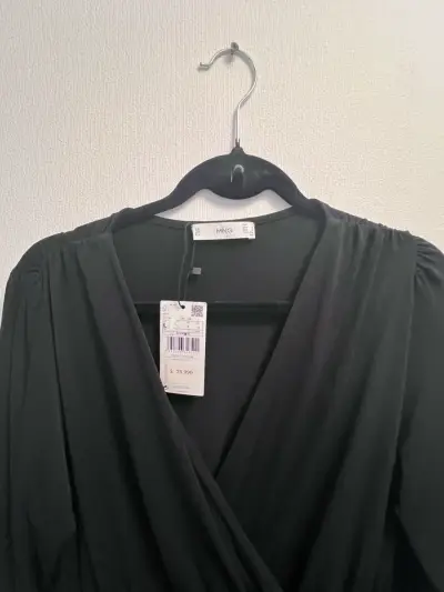 MANGO Vestido NUEVO negro elegante con mangas larg - miniatura 2