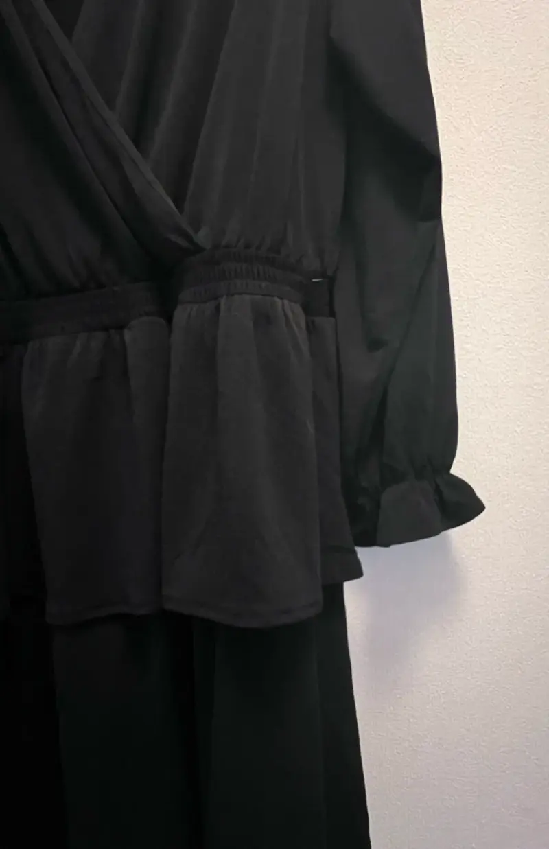 MANGO Vestido NUEVO negro elegante con mangas larg - 4