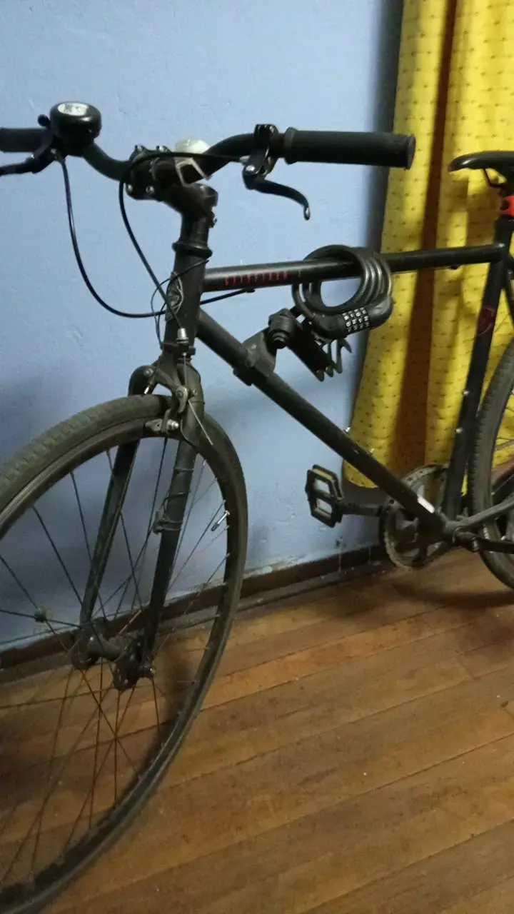 Bicicleta urbana negra con frenos de disco - 2
