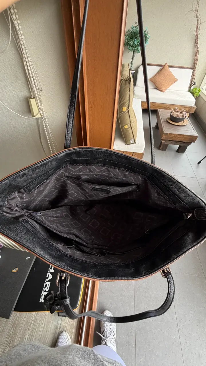Bolso tote marrón de cuero sintético - 3