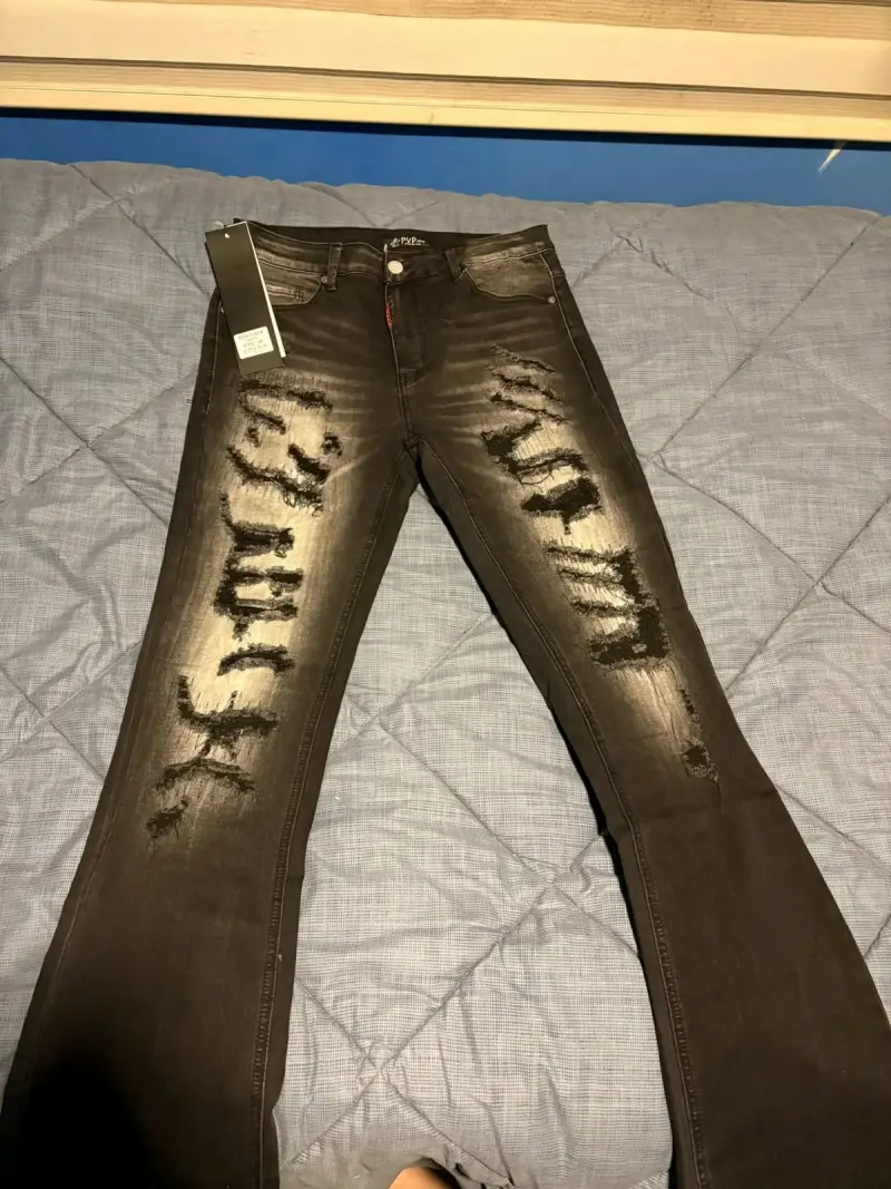 Jeans negros desgastados para hombre - 1