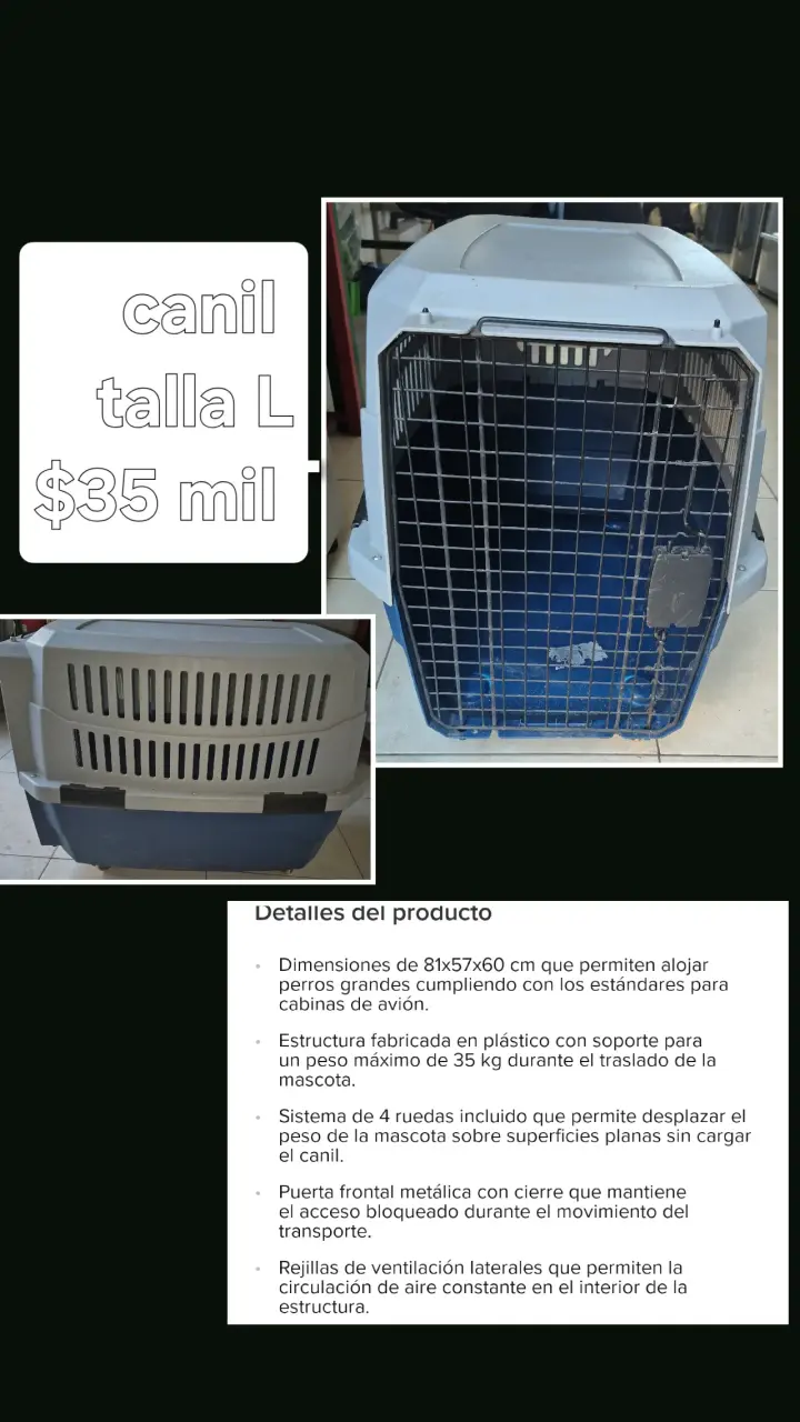 Canil grande para mascotas con ruedas