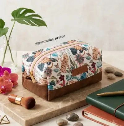 Neceser estampado floral y cuero sintético - miniatura 2