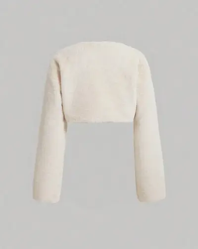 Chaqueta corta de felpa beige - miniatura 2