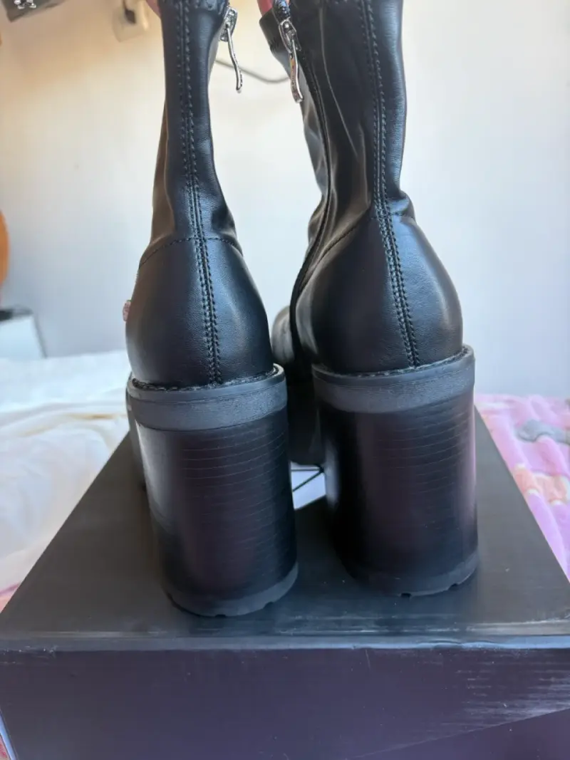 Botines efecto cuero negro con plataforma - 3