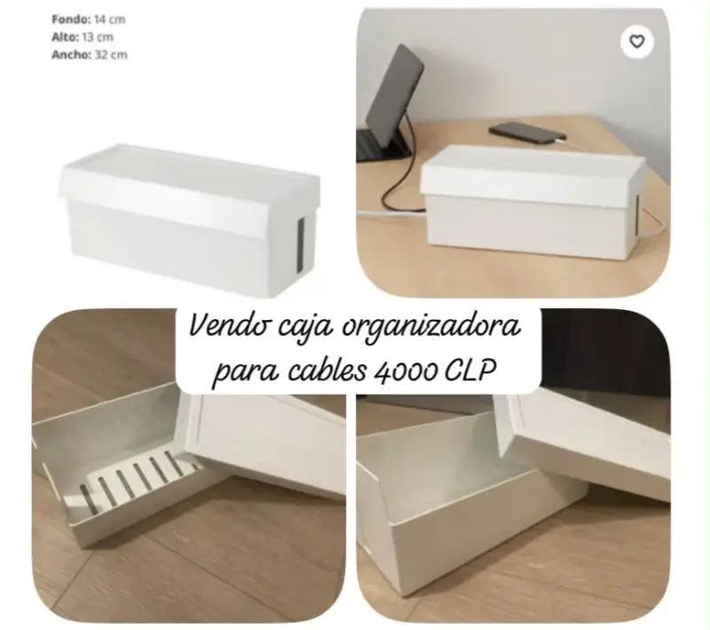 Caja organizadora para cables blanca