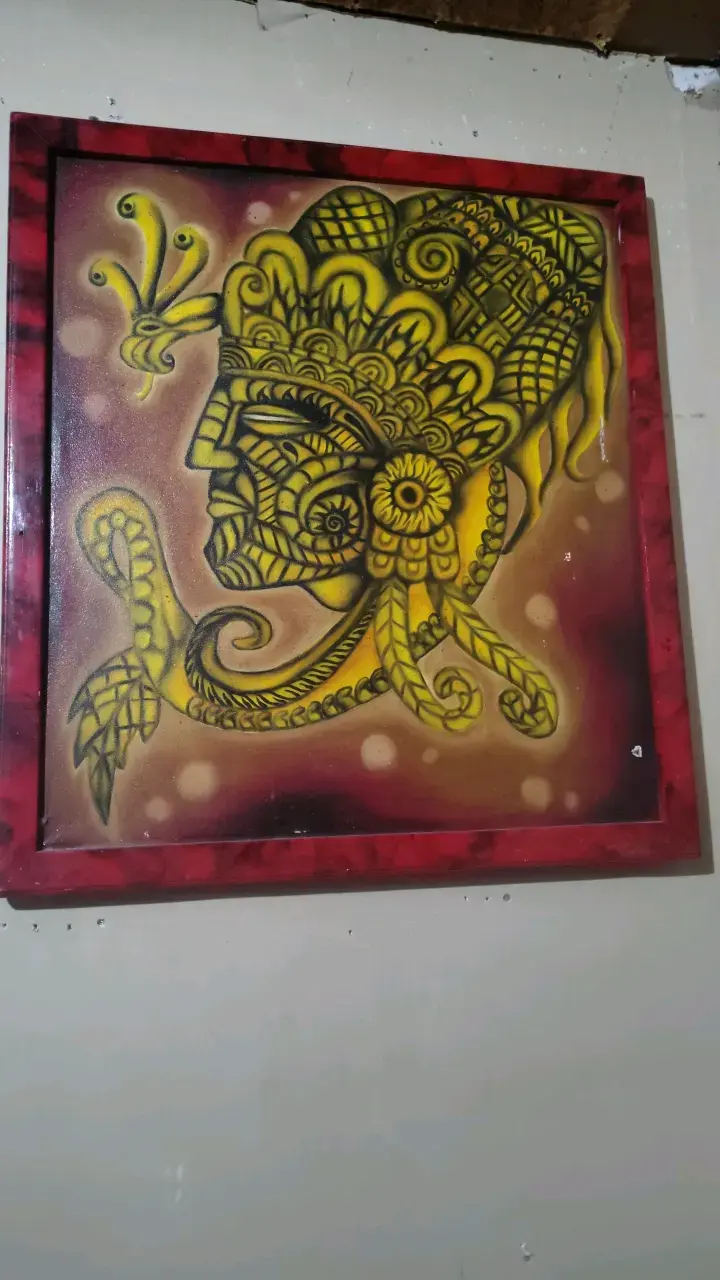 Cuadro decorativo con diseño tribal enmarcado - 1
