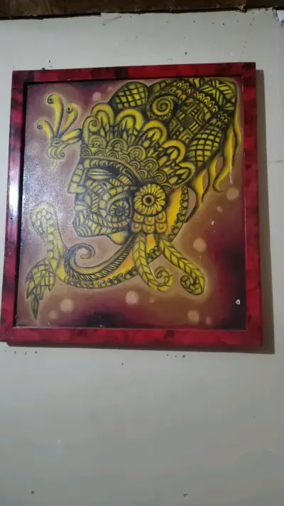 Cuadro decorativo con diseño tribal enmarcado - miniatura 2