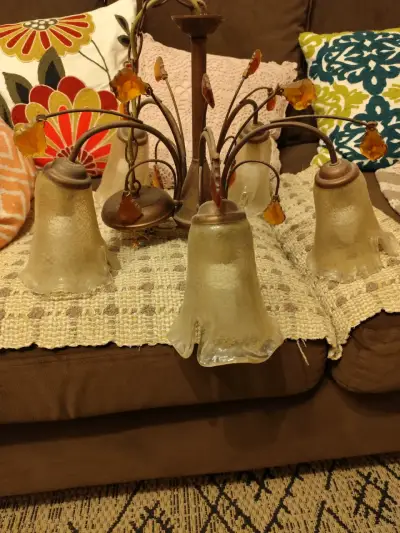 Lámpara de techo vintage con detalles en vidrio - miniatura 3