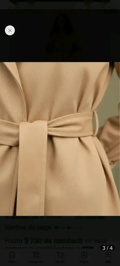 Abrigo color Beige - miniatura 3