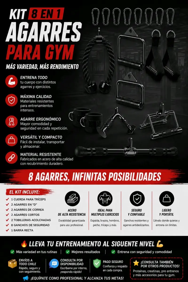 Kit de agarres para gym 8 en 1