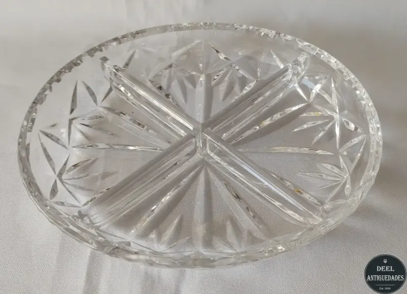 Bandeja de cristal tallado vintage - 1