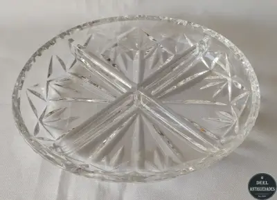 Bandeja de cristal tallado vintage - miniatura 1