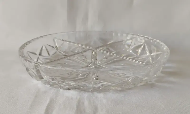 Bandeja de cristal tallado vintage - 2