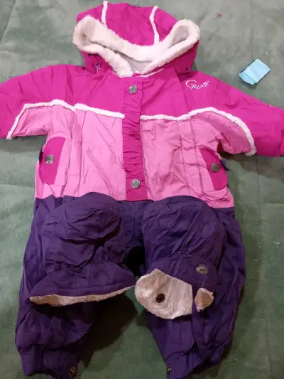 Traje de nieve infantil Gusti rosa y morado - miniatura 1