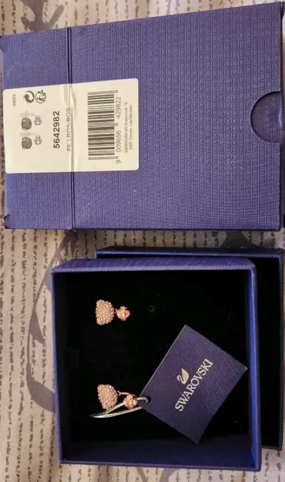 Pendientes Swarovski rosados con cristales - miniatura 1