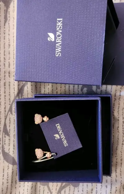 Pendientes Swarovski rosados con cristales - miniatura 2