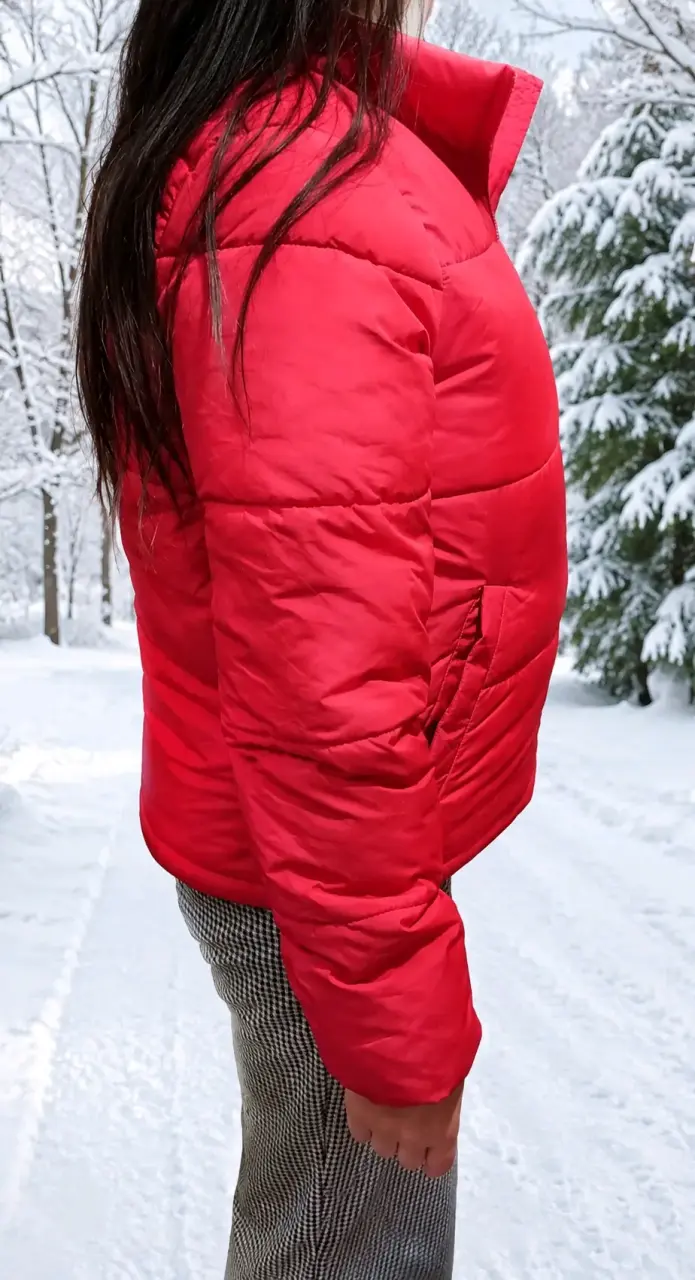 Chaqueta para mujer acolchada roja - 3