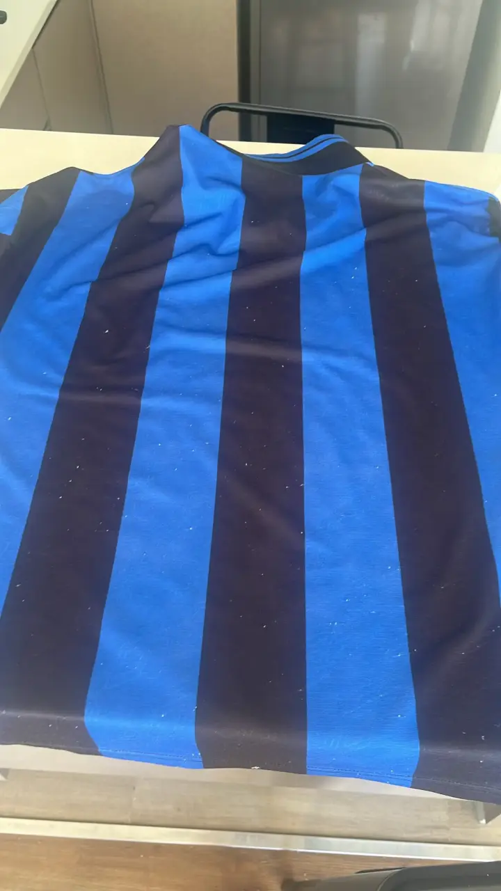 Camiseta deportiva rayada azul y negra - 1