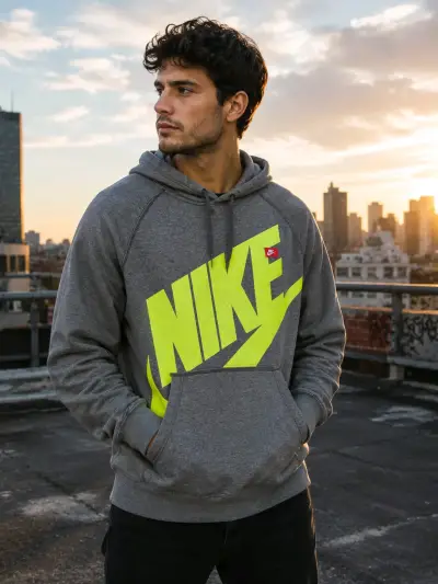 Polerón Nike gris con logo amarillo - miniatura 1
