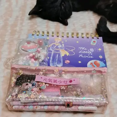 Set de papelería kawaii con bolígrafos y accesorios - miniatura 2