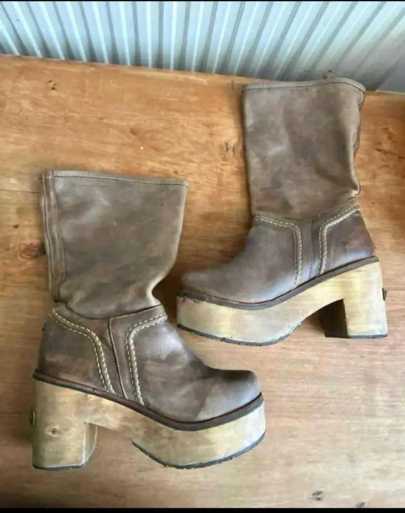 Botas de cuero marrón con plataforma EXOTICA - 2