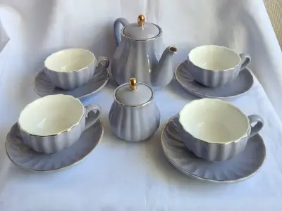 Set 4 Tazas C/platillos +tetera y Azucarero Nuevo - miniatura 5