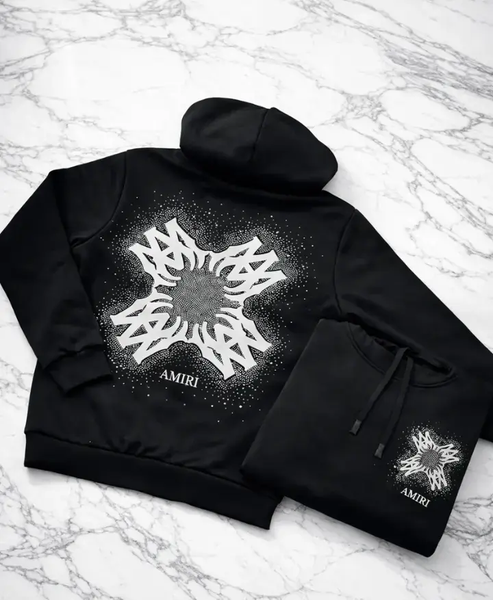 Polerón negro Amiri con diseño gráfico