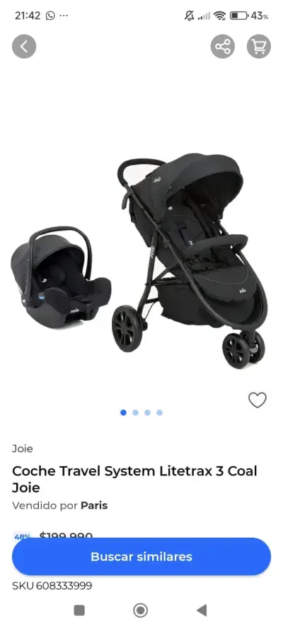 Silla de paseo Joie con capota UPF 50+ - miniatura 2