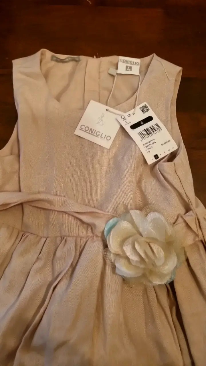 Vestido de niña Coniglio rosa con flor - 2