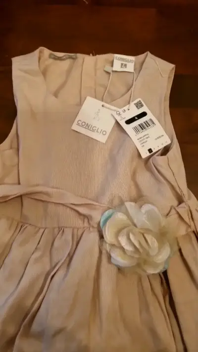Vestido de niña Coniglio rosa con flor - miniatura 2