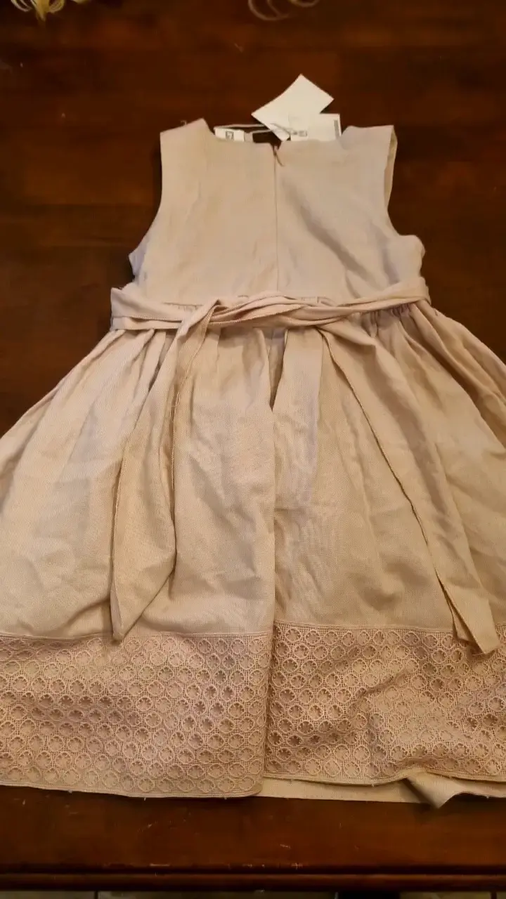Vestido de niña Coniglio rosa con flor - 3