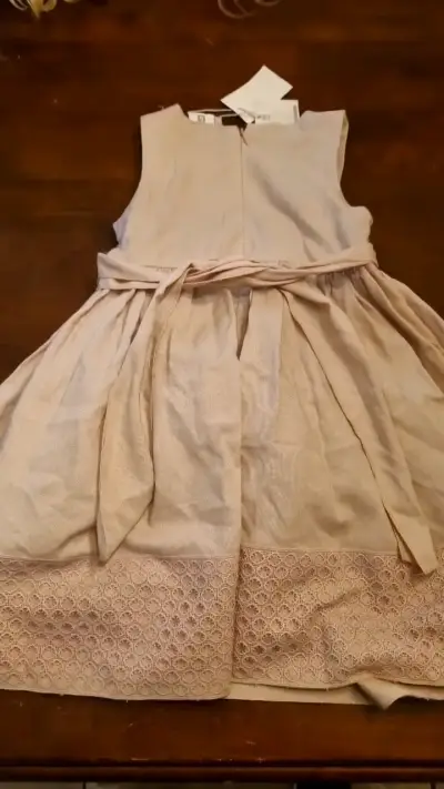 Vestido de niña Coniglio rosa con flor - miniatura 3