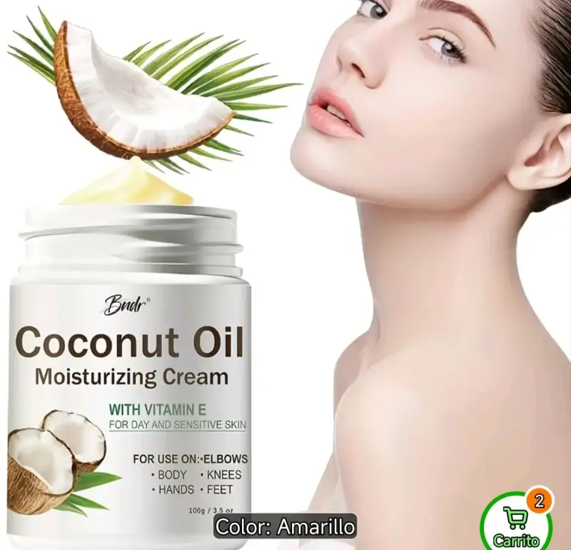 Crema hidratante de coco  piel con vitamina E 100g - 2