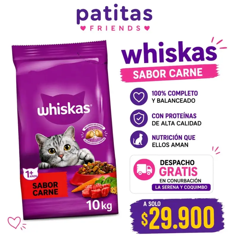 Alimento para gatos Whiskas sabor carne 10kg