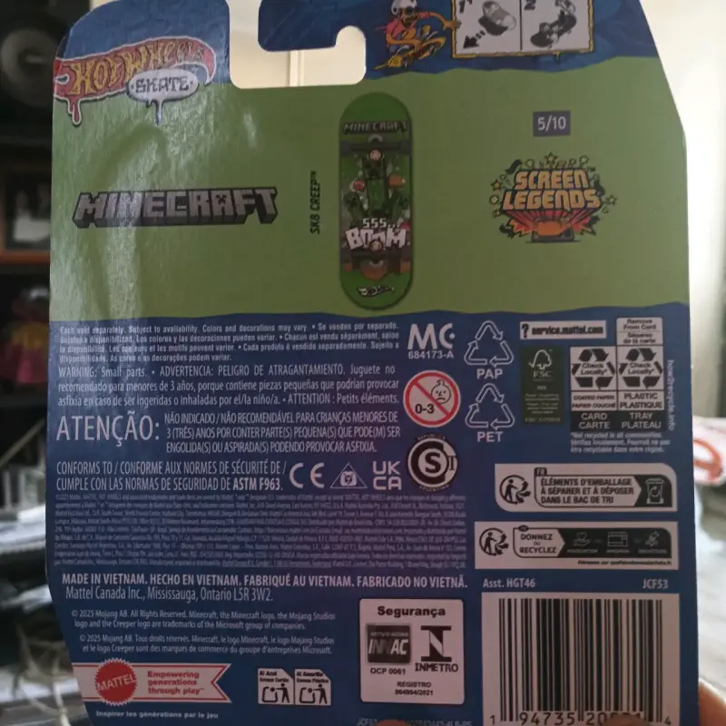 Fingerboard Hot Wheels Skate Minecraft Creeper - 3