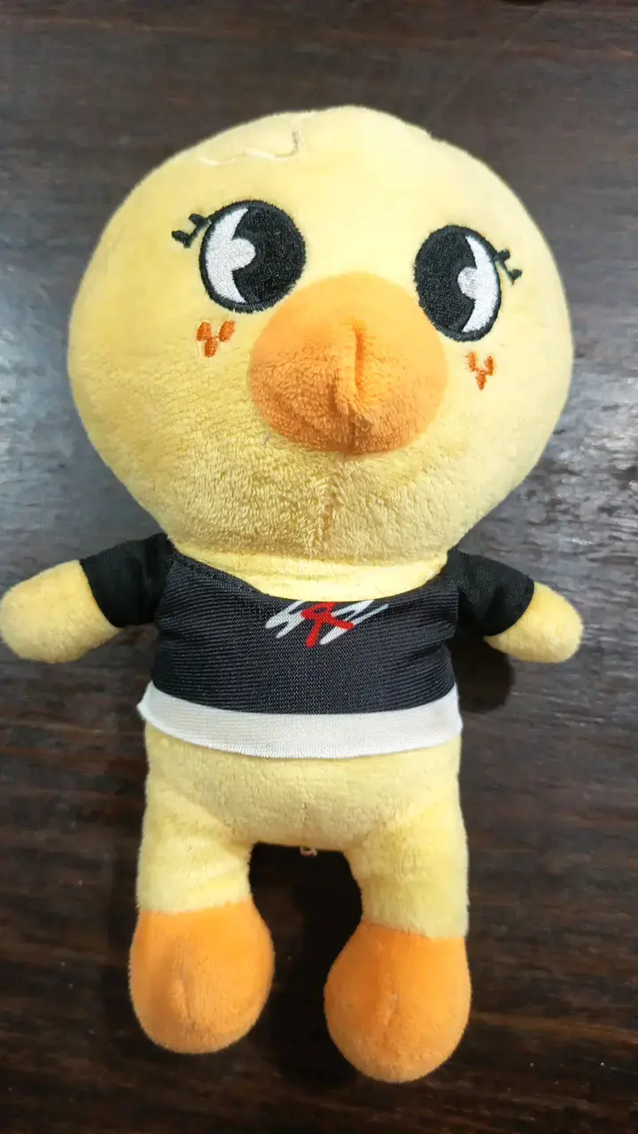 Peluche de pollito con camiseta negra