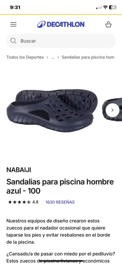 Sandalias de piscina Nabaiji azul para hombre - miniatura 1