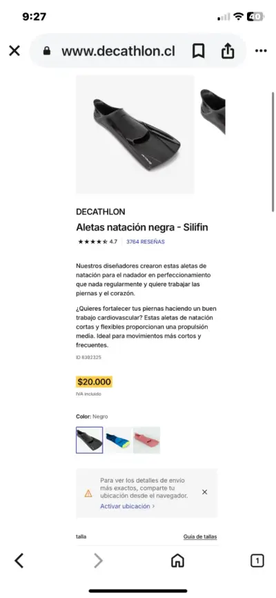 Aletas de natación negras Silifin Decathlon - miniatura 1