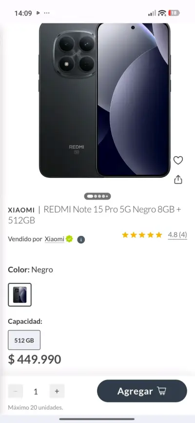 Redmi Note 15 Pro 5G con 512GB de almacenamiento - miniatura 1