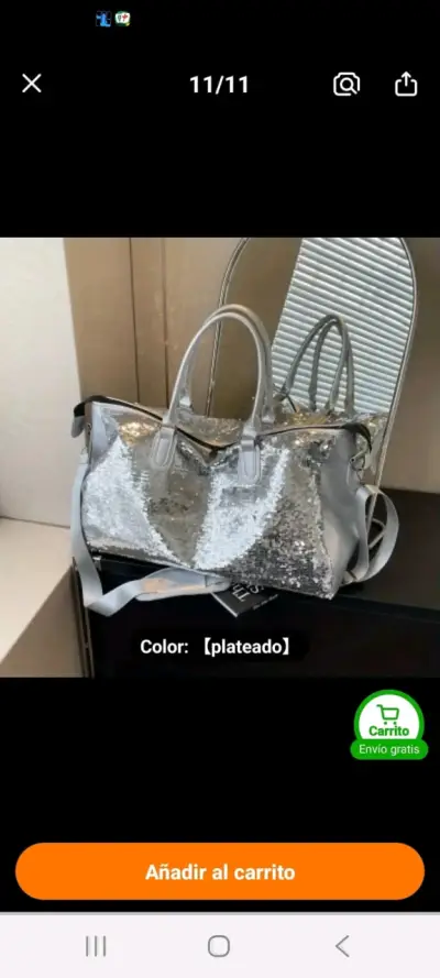 Bolso plateado con lentejuelas elegante - miniatura 1