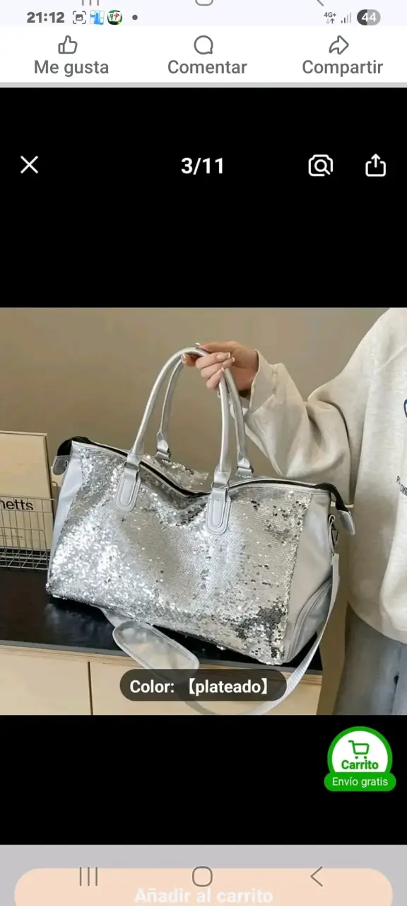 Bolso plateado con lentejuelas elegante - 2