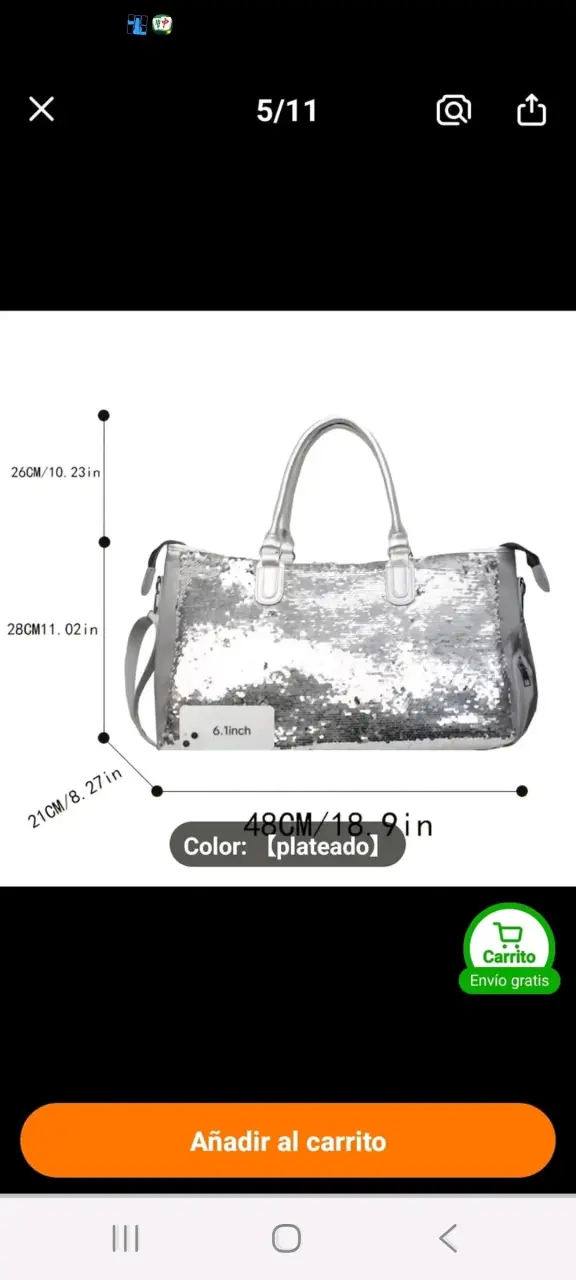 Bolso plateado con lentejuelas elegante - 3