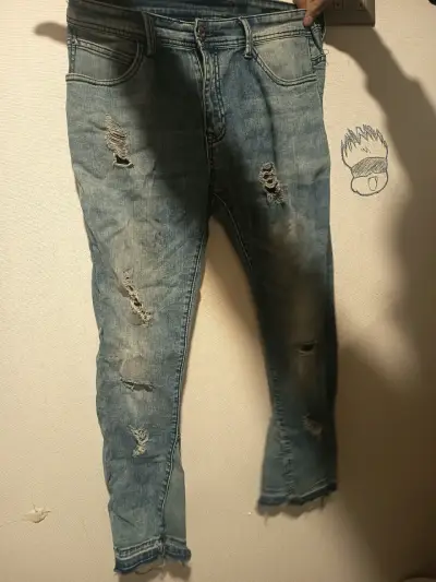 Jeans desgastados de mezclilla azul - miniatura 2
