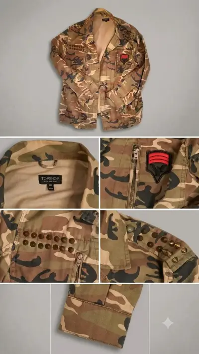 Chaqueta militar Topshop con tachas doradas - miniatura 1