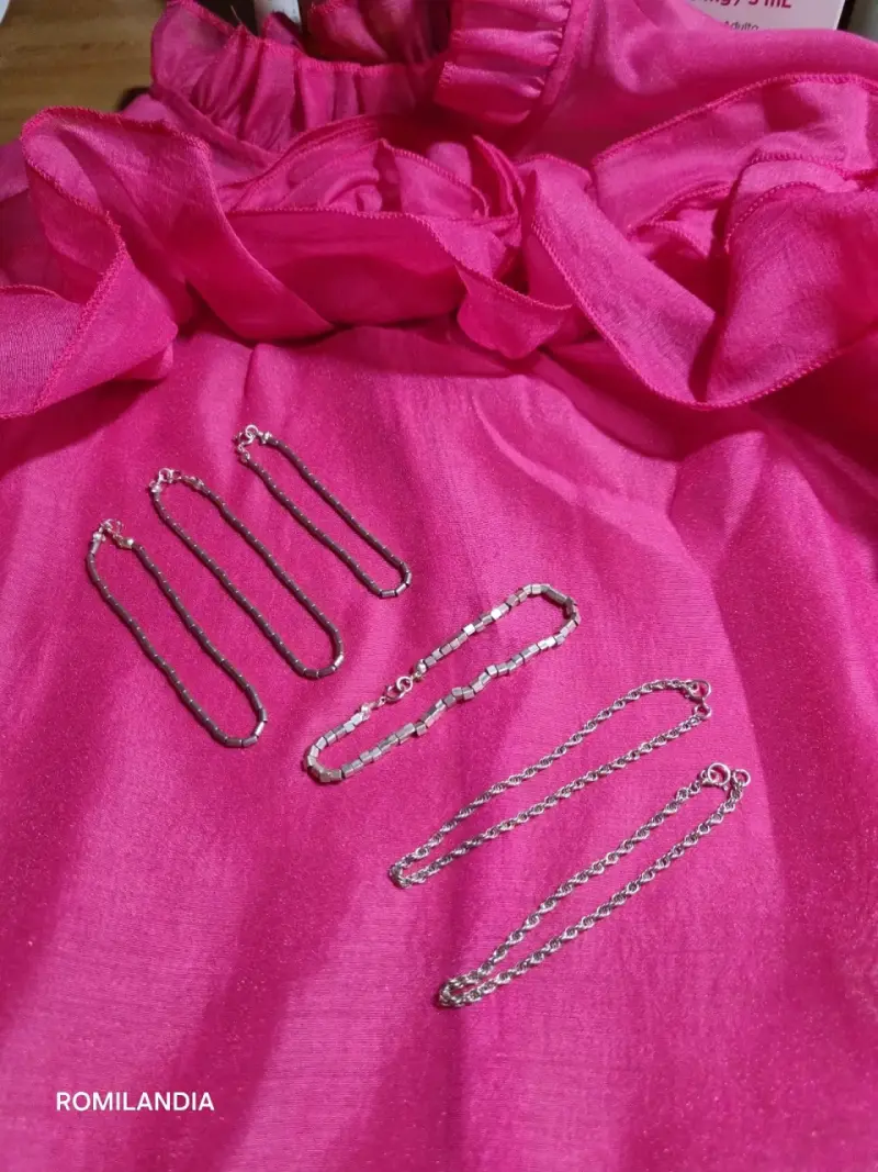 Pulseras de plata mostacilla y cadena - 1