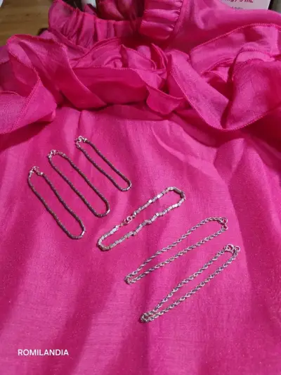 Pulseras de plata mostacilla y cadena - miniatura 1