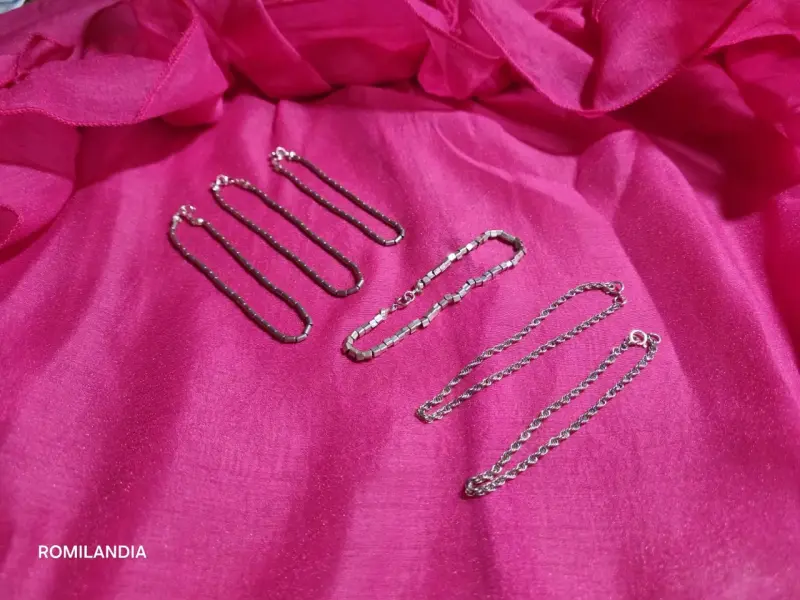 Pulseras de plata mostacilla y cadena - 2
