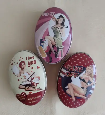 Cajitas Ovaladas Lata , Estilo Vintage Pin Up vol1 - miniatura 1
