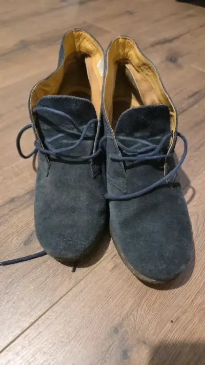 Botines de gamuza azules con tacón - miniatura 5